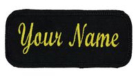 Name Patch Uniform Work Shirt Personalized Embroidered Black Border with Black. Hook Fastener.