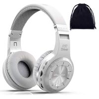 Bluedio Turbine H+ Plus Wireless Bluetooth 5.0 Stereo Headphones with Mic, Shocking Bass Headphones with Storage Bag for Music Enthusiast, Voice Control (on ear, White, with SD Card Slot/FM Radio)
