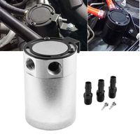 Sporacingrts Compact Baffled 3-Port Oil Catch Can 2 Inlets 1 Outlet Silver