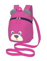 Baby Toddler Anti-lost Nursery Cute Bear Backpack Book Bag With Safety Reins Belt for Boys Girls (Pink)