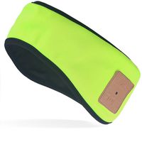 Mydeal Lightweight Wireless Bluetooth Headband with Headphone Headset Earphone Stereo Speakers Mic Hands Free for Fitness Exercise Outdoor Sport,Compatible with Iphone Android Cell Phones - Neon Green