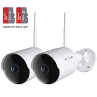 Outdoor Security Camera - HD 2K 3MP Bullet Camera 2.4G IP66 Waterproof 50ft Night Vision Home Surveillance IP Camera Two-Way Audio, Motion Detection Alarm/Recording, Set of 2(with 64GB SD Card)