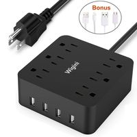 Power Strip with 6 Outlets 4 USB Charging Ports-Wigini Surge Protector with USB 5 ft Extension Cord 1875W/100-250V-Desktop Charging Station for Home,Office and Travel-UL Listed(Black)