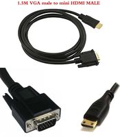 FYL 1.5m 5ft MINI HDMI male TO 15-PIN VGA M CABLE COMPUTER CORD DVD HD HDTV MONITER