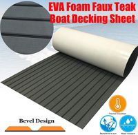 CHURERSHINING EVA Teak Decking Sheet for Boat Yacht Marine Floor Carpet with Adhesive Bevel Edge 94.5"×35.4" Light Brown,Grey,Dark Grey (Dark Grey with Black)