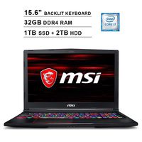 2019 Newest MSI GE63 Raider 15.6 Inch FHD 1080P Gaming Laptop (8th Gen Inter 6-Cores i7-8750H up to 4.1GHz, 32GB DDR4 RAM, 1TB SSD (Boot) + 2TB HDD, Geforce RTX 2070 8GB, Backlit KB, Windows 10)
