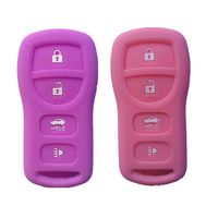 Pink and Purple Skin Silicone Protective Remote Key Fob Cover Bag Holder Key Fob Skin Covers for Nissan Armada Altima Sentra Maxima 350z