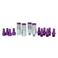 ColorFit by Milton HIGHFLOWPRO S-314VKIT Coupler & Plug Kit - (V-Style, Purple) - 1/4" NPT, (14-Piece)