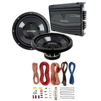 2) New Kenwood KFC-W110S 10" 1400W Car Subwoofers + KAC-5207 400W Amp + Amp Kit