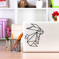 Littledollz Geometric Bunny Rabbit Laptop Decal Laptop Stickers Geometric Animal Polygon Vinyl Sticker Geometry 21 Inch Tall