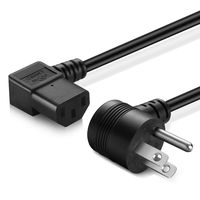 TNP Universal 3 Prong AC Power Cord Cable (15 Feet) NEMA 5-15P to IEC320C13 UL 18AWG Heavy Duty Right Angle Round Connector Plug Wire for 4K LCD TV Screen LED Monitor PC Computer Printer