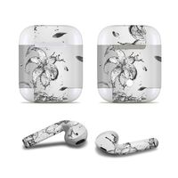 Masino Bluetooth Headset Protective Sticker Protector Decal Skin Cover for Apple AirPods 2 & 1 with Charging Case, NOT Compatible with AirPods 2 Wireless Charging Case (Decal- Lily Grey)