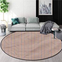 RUGSMAT Traditional Machine Washable Round Bath Mat,Mosaic Tile Pattern Coffee Table Mat Non-Skid Living Room Carpet Diameter-39