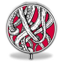 IMLONE Pill Organizer, Customized Tentacles Pill Boxes with 3 Components and Mirror for Travelling and Daily Needs