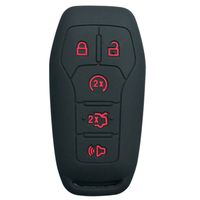 Coolbestda Silicone Key Fob Cover Case Skin Jacket for Ford F-150 Lincoln Fusion MKZ Mustang MKC 5 Buttons Smart Key Black
