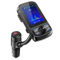 Nulaxy Bluetooth FM Transmitter for Car, 1.8" Color Screen Wireless Radio Adapter with QC3.0 & 5V 2.4A Charging, Support USB Flash Drive, microSD Card, Handsfree Calls, Aux Play, EQ Modes- KM35 Black