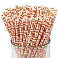 Just Artifacts - Decorative Paper Straws 100pcs - Maze Pattern - Pumpkin Orange - Decorative Paper Straws for Birthday Parties, Weddings, Baby Showers, and Life Celebrations!
