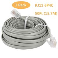 Uvital 50 Feet Telephone Landline Extension Cord Cable Line Wire with Standard RJ-11 6P4C Plugs(Grey 15.3M,1Pack)
