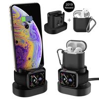 3-in-1 Charging Stand for Apple Watch, AirPods 2 &1 and iPhone X / 8 / 8Plus / 7 / 7Plus / 6s / 6s Plus Charging Stand for Apple Watch's Charging Dock for iWatch Series 4/3/ 2/1 Charging stat (Black)