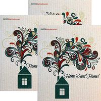 Home Sweet Home Set of 3 Each Swedish Dishcloths | ECO Friendly Absorbent Cleaning Cloth | Reusable Cleaning Wipes