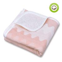 Organic Cotton Patterned Baby Crib Blanket for All Seasons - Warm, Breathable, Super Soft, Thick and Light Weight Quilted Toddler Blanket for Boys and Girls 39''x39'' Large - Pink Wave