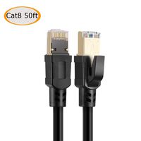 Cat8 Ethernet Cable 50 ft, Internet Network Patch Cord, Heavy Duty High Speed 26AWG 40Gbps SFTP LAN Cables with RJ45 Connector Shielded for Use of Smart Office Smart Home System iOT Gaming Movie Xbox