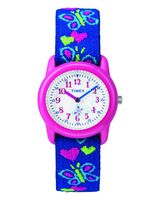 Timex Girls T89001 Time Machines Hearts & Butterflies Elastic Fabric Strap Watch