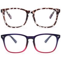 Livho 2 Pack Blue Light Blocking Glasses, Computer Reading/Gaming/TV/Phones Glasses for Women Men,Anti Eyestrain & UV Glare LI8081B3 Bean Flower+Blue Purple)