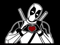 Deadpool Making Heart Sign Car Truck SUV Laptop Mac Toolbox Wall Window Decal Sticker (White with red Heart, 5.5")