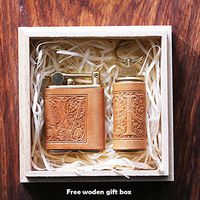 2 pcs Set Personalized Gift Vintage Lighter Genuine Leather Cover Free Engraving SN-001C+D