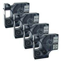 QPMY 4 Pack Compatible for DYMO Rhino IND Black on White Vinyl Label Tape (18443 9mm 3/8")