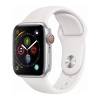 Apple Watch Series 4 (GPS + Cellular, 40mm) - Silver Aluminium Case with White Sport Band (Renewed)