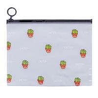 Cactus Pattern Transparent Student Pencil Pen Case Cosmetic Pouch Pocket Brush Holder Makeup Bag for School Officce (D)