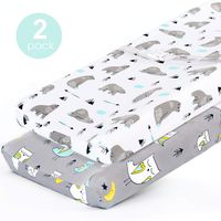 Stretchy-Changing-Pad-Covers-BROLEX Carddle Sheet Set for Baby Boys Girls,2 Pack Jersey Knit,Owl & Bear