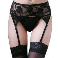 Mismxc Women's 3 Pieces Lace Garter Belt Stockings Sets with Butterfly Panty (Black - 3#)