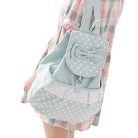 Kawaii Backpack Canvas Cute Polka Dot Bow Lace Bookbags Schoolbag Satchel School College Bag Rucksack by DGQ for Girls Women