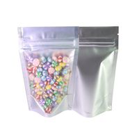 Clear Window Standup Colored Metallic Mylar Ziplock Bag (100 Pack) (Silver, Standup | 2oz)
