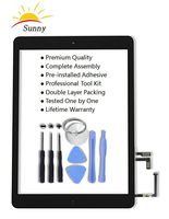 iPad 5 iPad air 1st Model A1474 A1475 Black Digitizer Replacement Screen Replacement Glass Assembly - Includes Home Button Camera Holder Pre Installed Adhesive Stickers and Professional Tool Kit