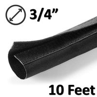 Electriduct 3/4" Hook and Loop Nylon Fast Wrap Sleeve Cable Management - 10 Feet - Black