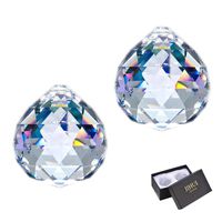 JIHUI Clear Glass Crystal Ball Prism Pendant Suncatcher 40mm Pack of 2
