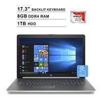 2019 Premium HP Pavilion 17.3 Inch Touchscreen Laptop (AMD A9-9425 3.1GHz up to 3.7GHz, 8GB RAM, 1TB HDD, Bluetooth, DVD-RW, Windows 10) (Blue)