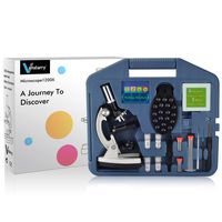 VANSTARRY 120X-1200X Kids Beginner Microscope STEM Kit with Metal Body Microscope, Plastic Slides, LED Light Mobile Phone Holder and Carrying Box