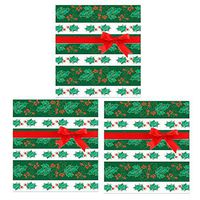 CakeSupplyShop 3pack Christmas Wrap Wrapping Paper Collection (Green Holly Berries)