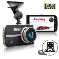 Dash Cam 4 Inch Car Camera-Car Camcorder Super HD 1080P LCD Display Recorder with Front+VGA Rear 290°Super Wide Angle Built-in G-Sensor Night Vision Recording Loop Recording