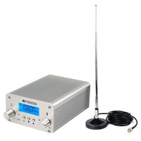 Retekess TR502 15W FM Transmitter Long Range Wireless Broadcast Stereo Station 8 Level RF Power Adjustable Support AUX Input USB for Church(Silver)