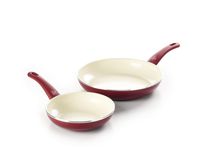 GreenLife CC002697-001 Soft Grip Ceramic Non-Stick 7" and 10" Open Frypan Set, Red