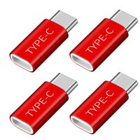 OneKer USB Type C Adapter, USB C to Micro USB Convert Connector Fast Charger Compatible Samsung Galaxy S10 S9 S8 Plus Note 9 8, Pixel 2 XL, LG V20 G5 G6, Nexus 5X 6P,HTC 10(Red 4-Pack)