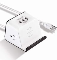 BYGD Power Strip Cell Phone Wireless Charging Stations with Surge Protector, 2 AC Outlets and 3 3.0A USB Ports 5FT Cords Desktop Charge (Wireless-Charging)