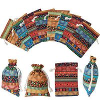 28 Pack Egyptian Style Jewelry Coin Pouches Aztec Print Drawstring Gift Bag Christmas New Year's Day Gift Bag for Candy Wedding Party Valentine Favors