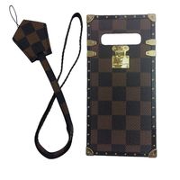 jiehao Samsung Galaxy S10+ Plus Case, Vintage Elegant Luxury Designer Lattice PU Leather Back with Lanyard Soft Bumper Shock Absorption Trunk Case for Galaxy S10+ Plus 6.4" 2019, Brown